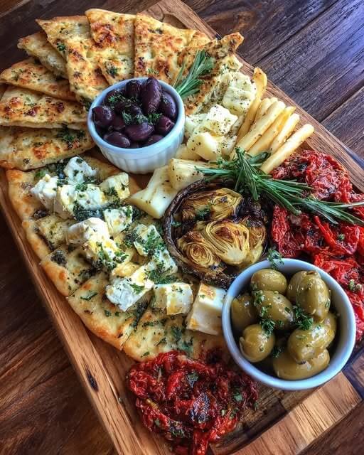 Rustic Mediterranean Flatbread and Cheese Board 1