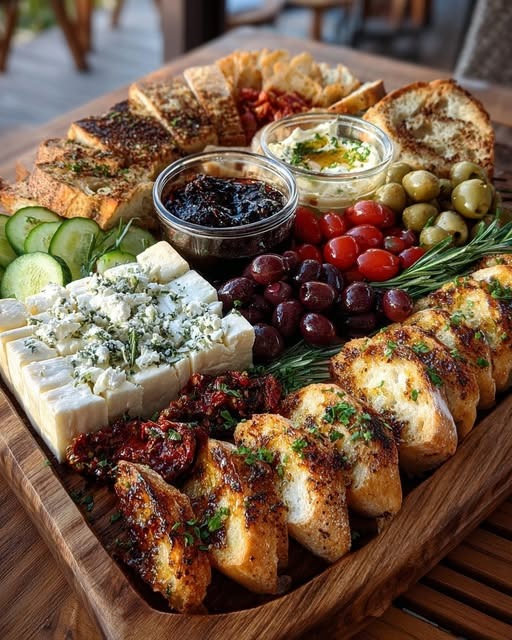 Mediterranean Mezze Tapas Cheese & Bread Table 1
