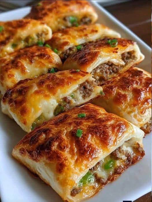 Cheesy Beef Puff Pastry Pockets 1