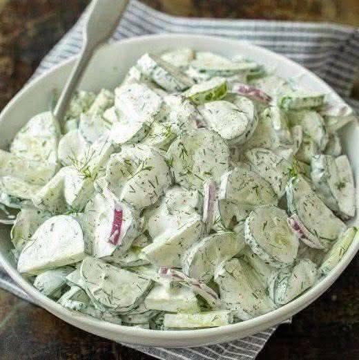 Creamy Cucumber Salad with Dill and Red Onion 1