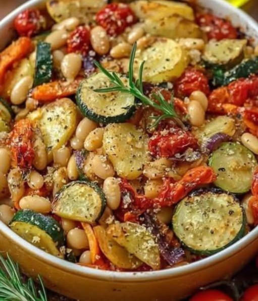 Rustic Roasted Vegetable and Cannellini Bean Bake 1