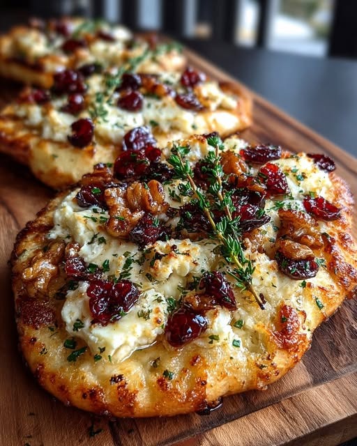 Crispy Flatbread with Brie, Cranberries & Roasted Walnuts 1