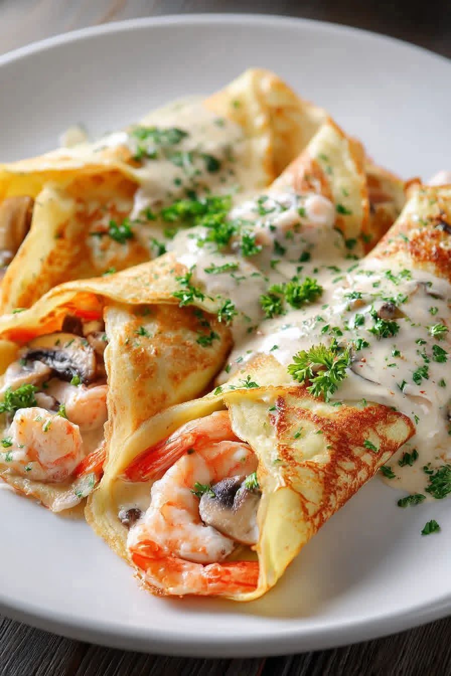 Shrimp & Mushroom Crepes 1