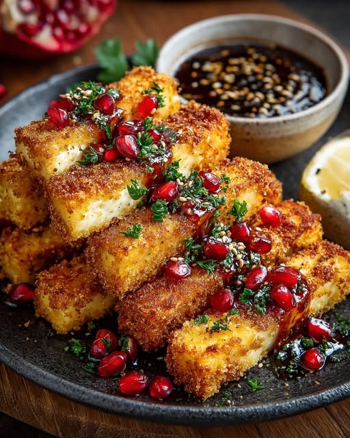 Crispy Halloumi Fries with Pomegranate Drizzle 1