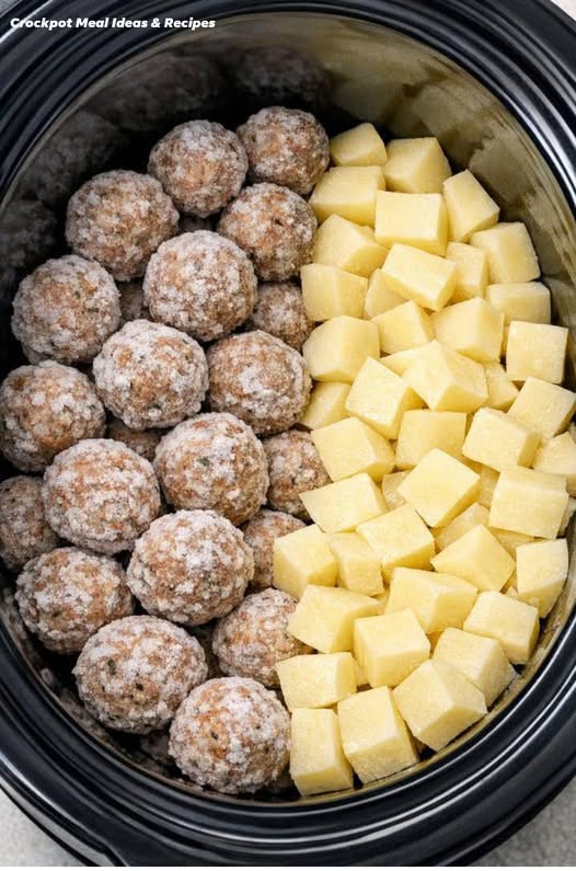 Slow Cooker Meatballs & Potatoes 1