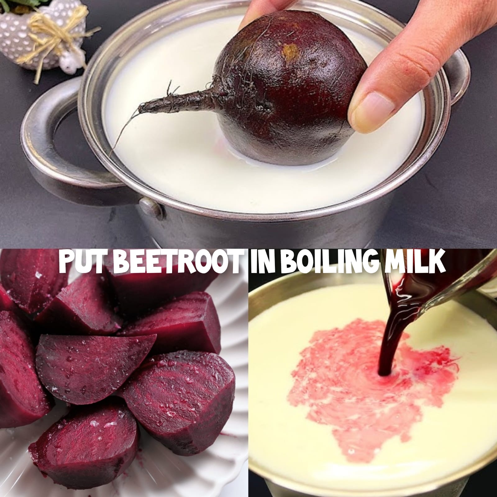 Put beetroot in boiling milk I no longer buy in the store 1