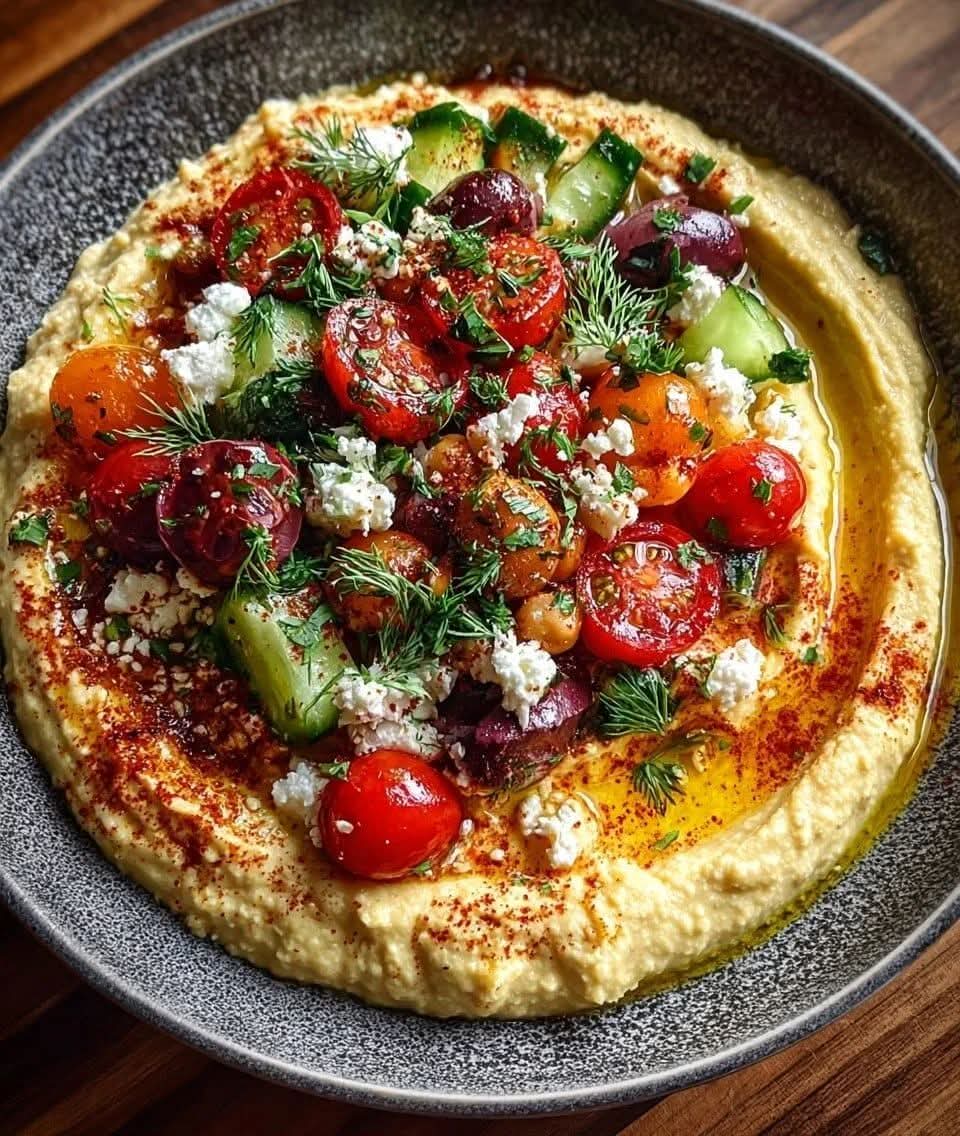 Hummus Dish with Fresh Toppings 1