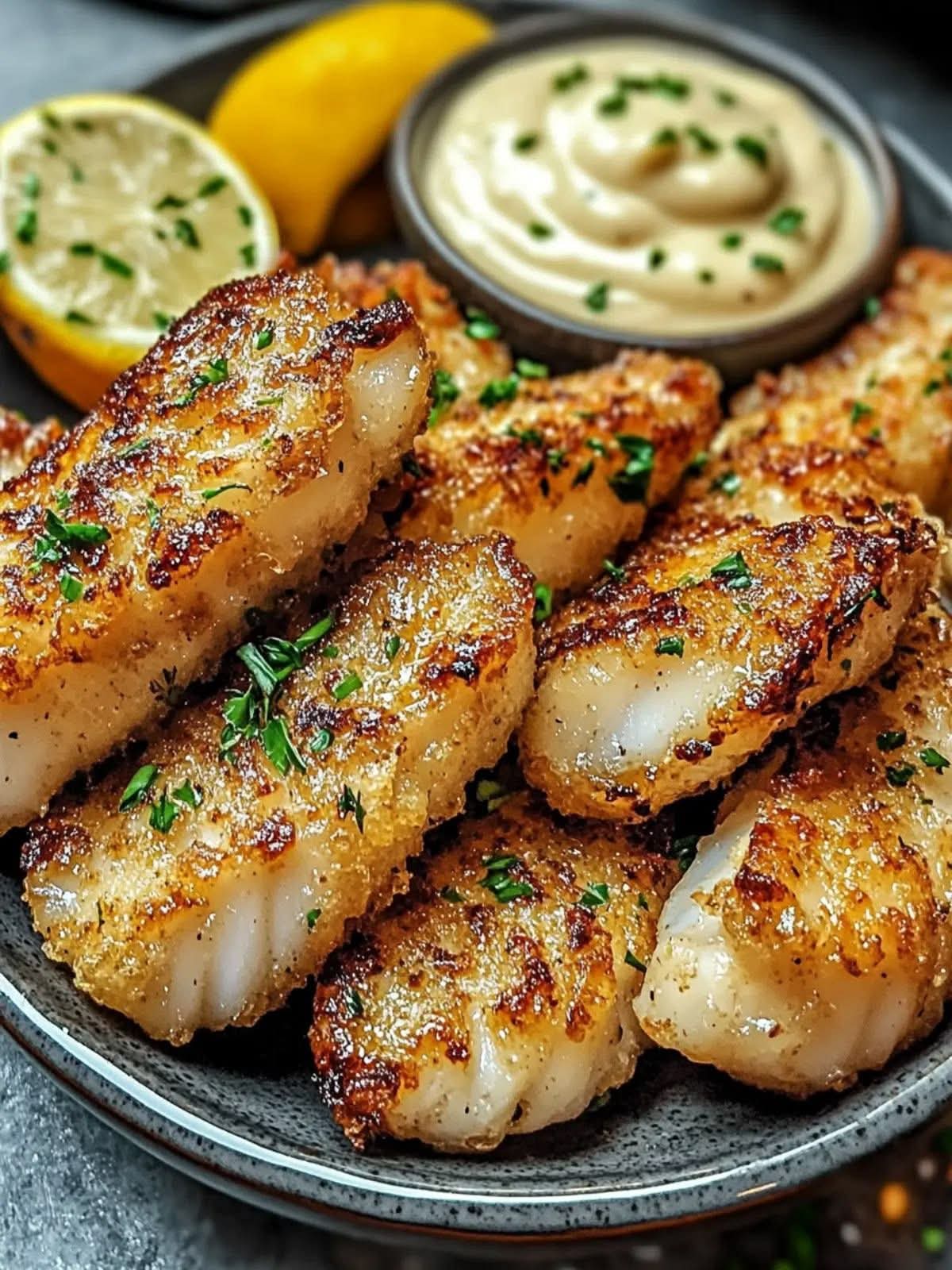 Crispy Pan‑Seared Fish Fingers with Lemon Aioli 1