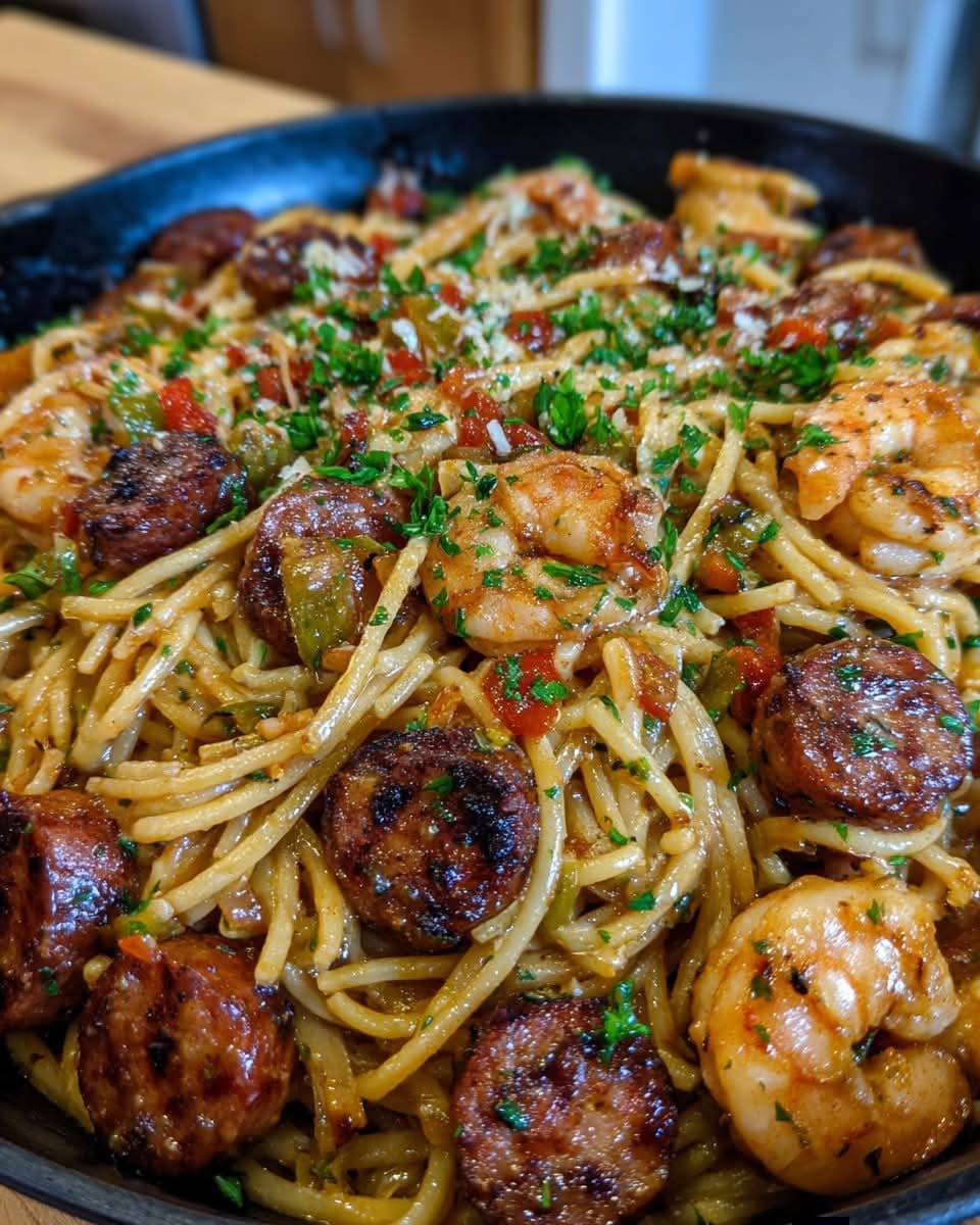 Cajun Shrimp & Sausage Pasta with Creamy Garlic Cajun Sauce 1