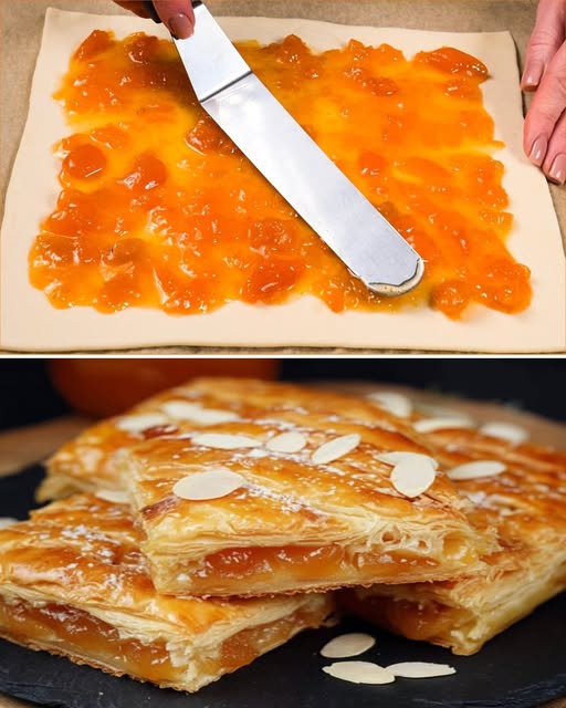 Flaky, buttery puff pastry + sweet-tart apricot jam 1