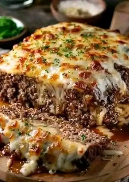 Crockpot French Onion Meatloaf with Melted Swiss Cheese 1
