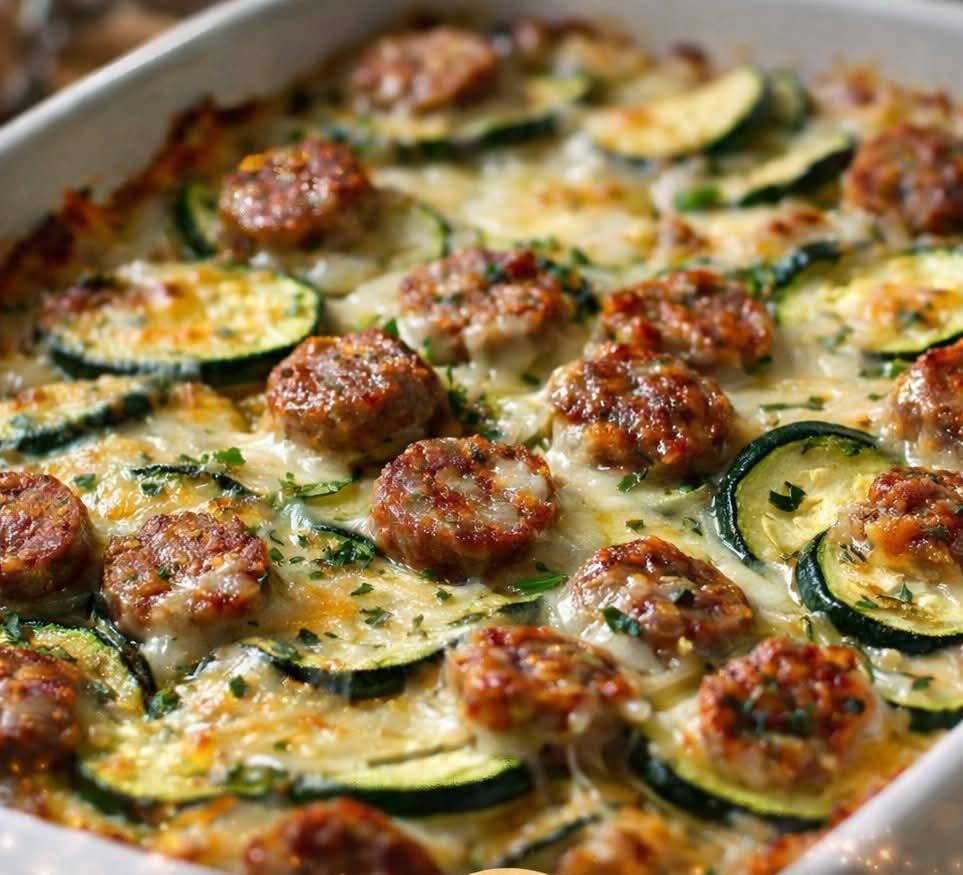 Low Carb Zucchini and Sausage Casserole 1