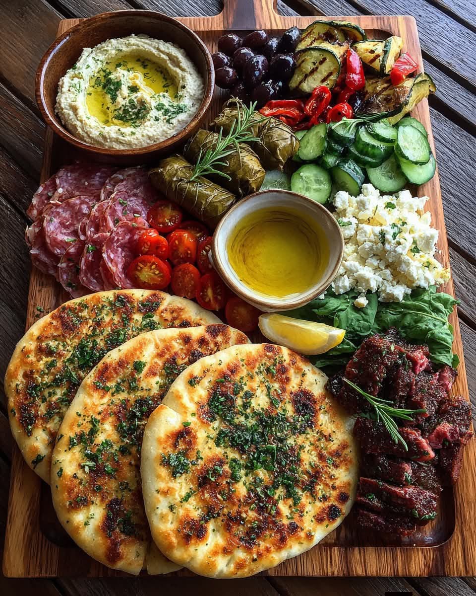Rustic Mediterranean Flatbread and Tapas Board 1