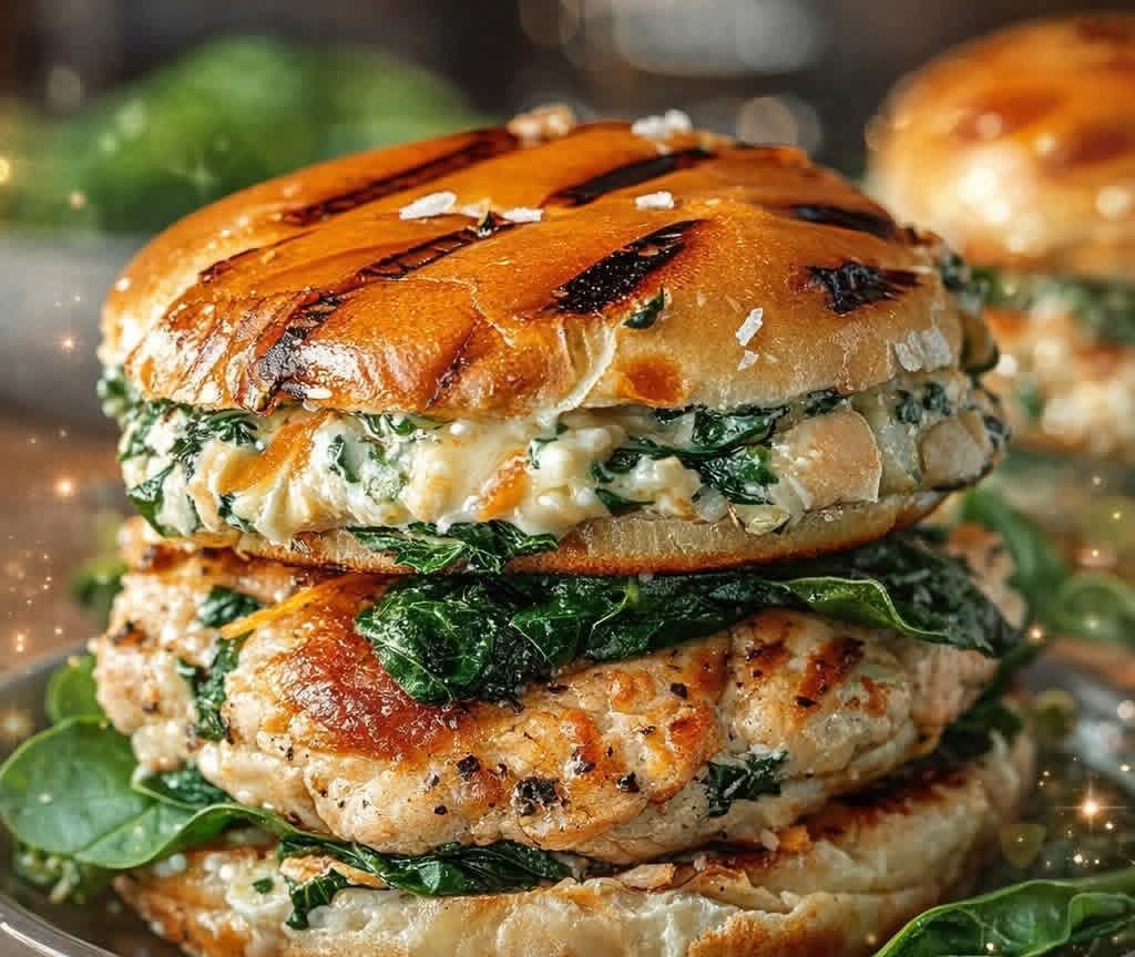 White Cheddar and Spinach Chicken Burger 1