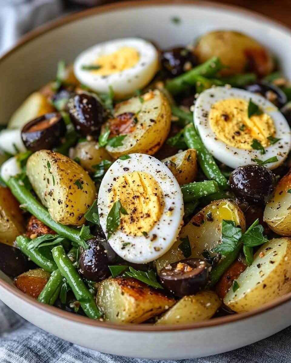 Easy made Potato and Green Bean Salad with Hard-boiled Eggs 1