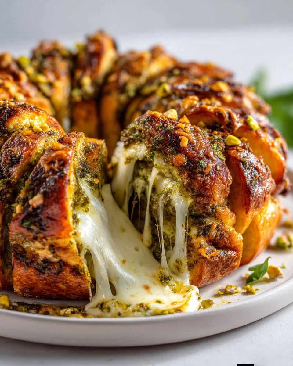 Molten Mozzarella Sunburst Bread with Homemade Pistachio Pesto 1