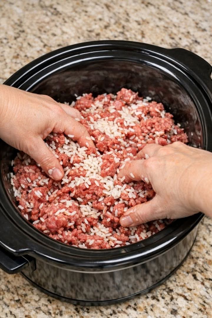 Hearty Ground Beef And Rice Dinner In A Slow Cooker. 1