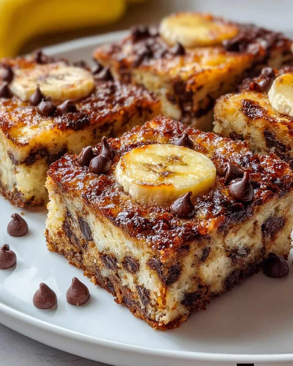 High-Protein Banana Choc Chip Breakfast Squares with Cottage Cheese 1