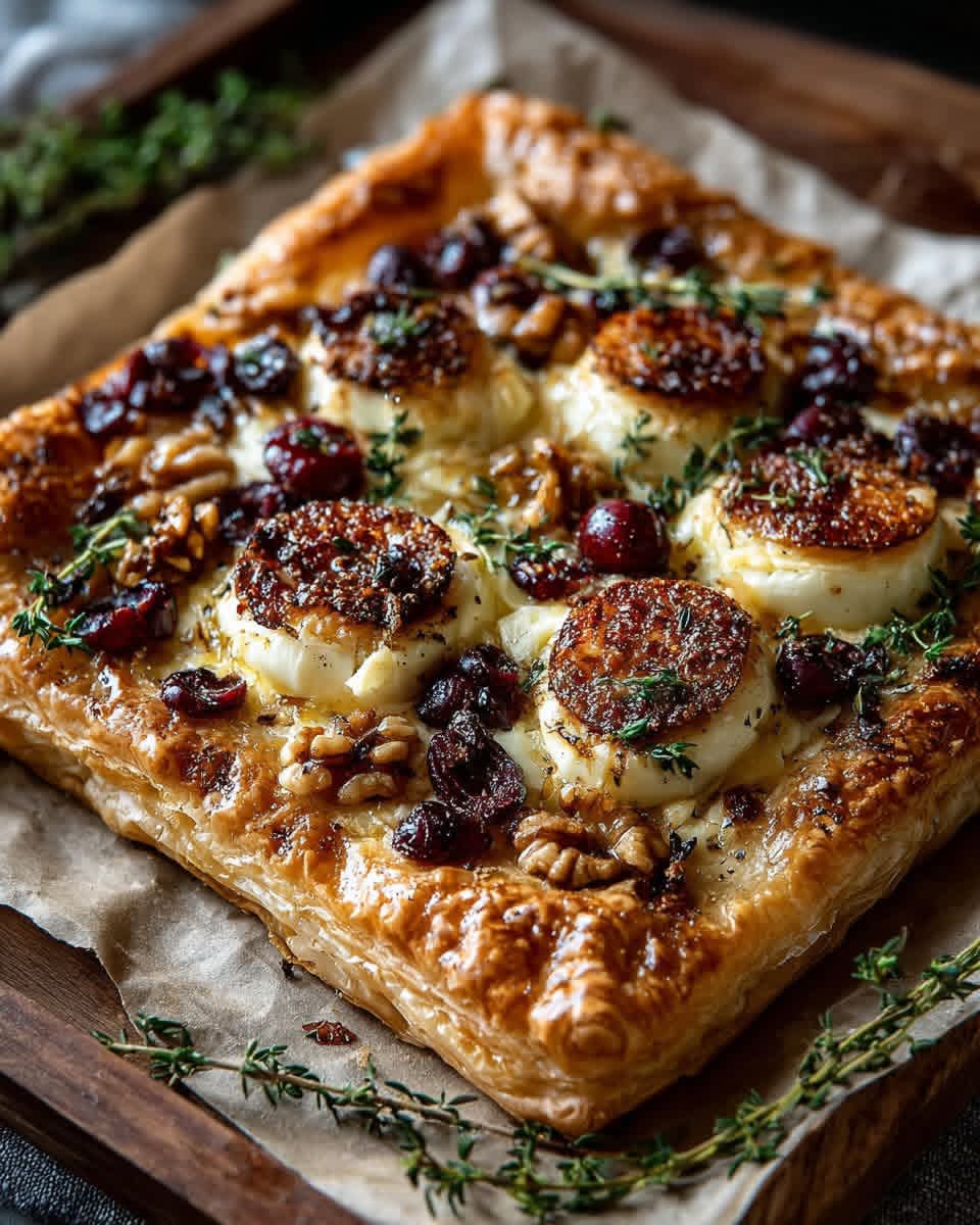 Flaky Puff Pastry with Brie, Cranberries & Toasted Walnuts 1