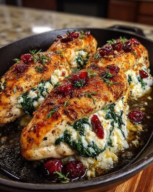 Cranberry & Spinach Stuffed Chicken Breasts with Goat Cheese 1