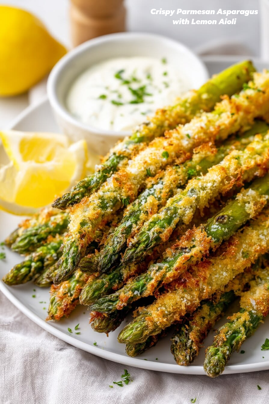 Crispy Parmesan Asparagus with Lemon Aioli 1