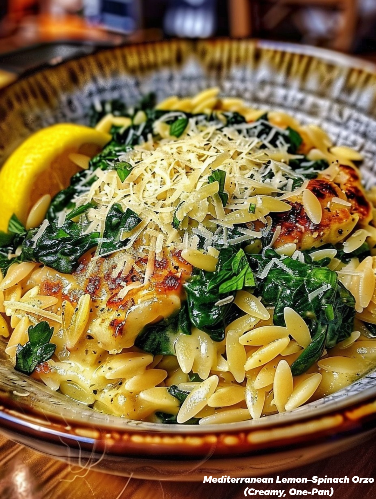 Mediterranean Lemon–Spinach Orzo (Creamy, One-Pan) 1