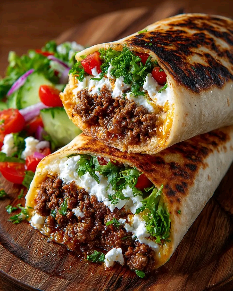 Crispy Mediterranean Beef & Feta Wrap 1
